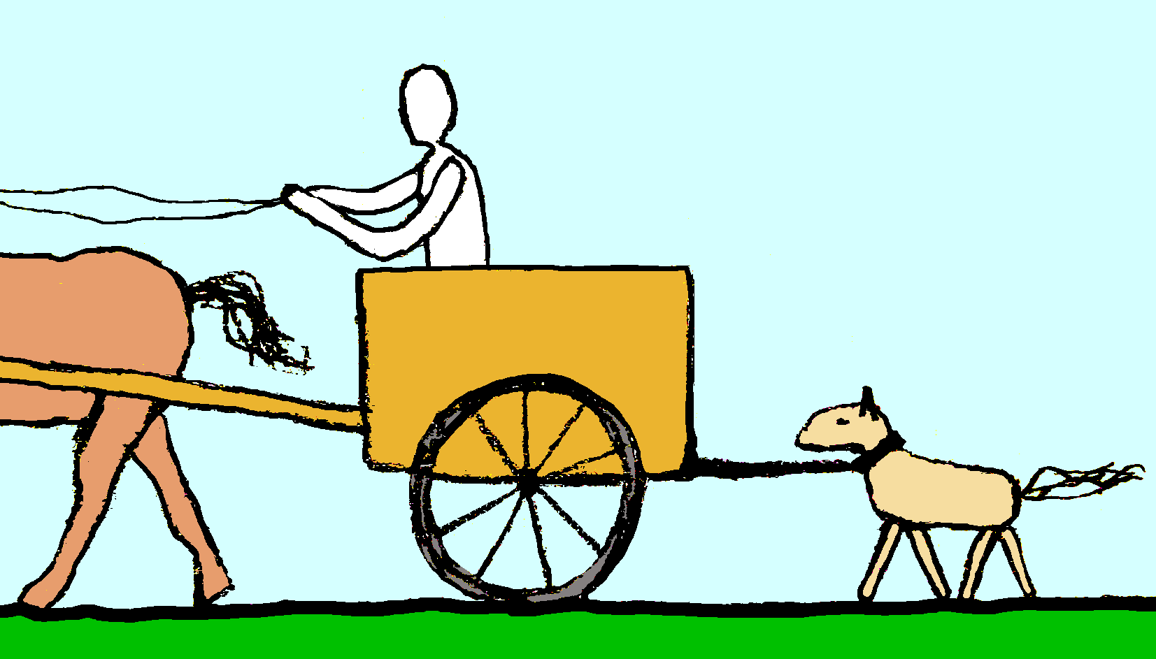 Vaunuihin sidottu koira. Kuvalähde:Timo Muola