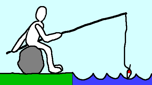 Kalastaja. Piirros: Timo Muola