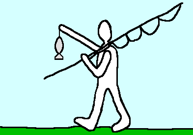 Kalastaja. Piirros: Timo Muola